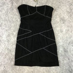 Urban Outfitters Dress M Black Bodycon Strapless Seam Detail Cocktail Party LBD